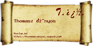 Thomasz Ányos névjegykártya
